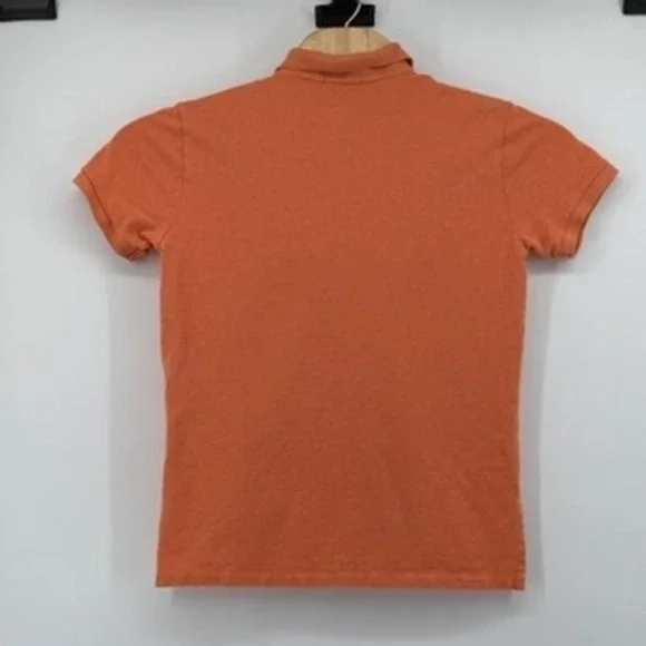 Ralph Lauren Polo Shirt Orange Custom Fit Mens M Green pony‎ - Picture 3 of 7
